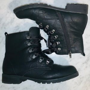 Ribbon Laced Combat Boots